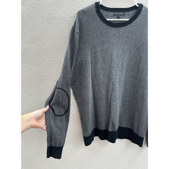 Banana Republic Mens Sweater Shirt Size XXL Gray Long Sleeve Knit Elbow Patches - Picture 2 of 9